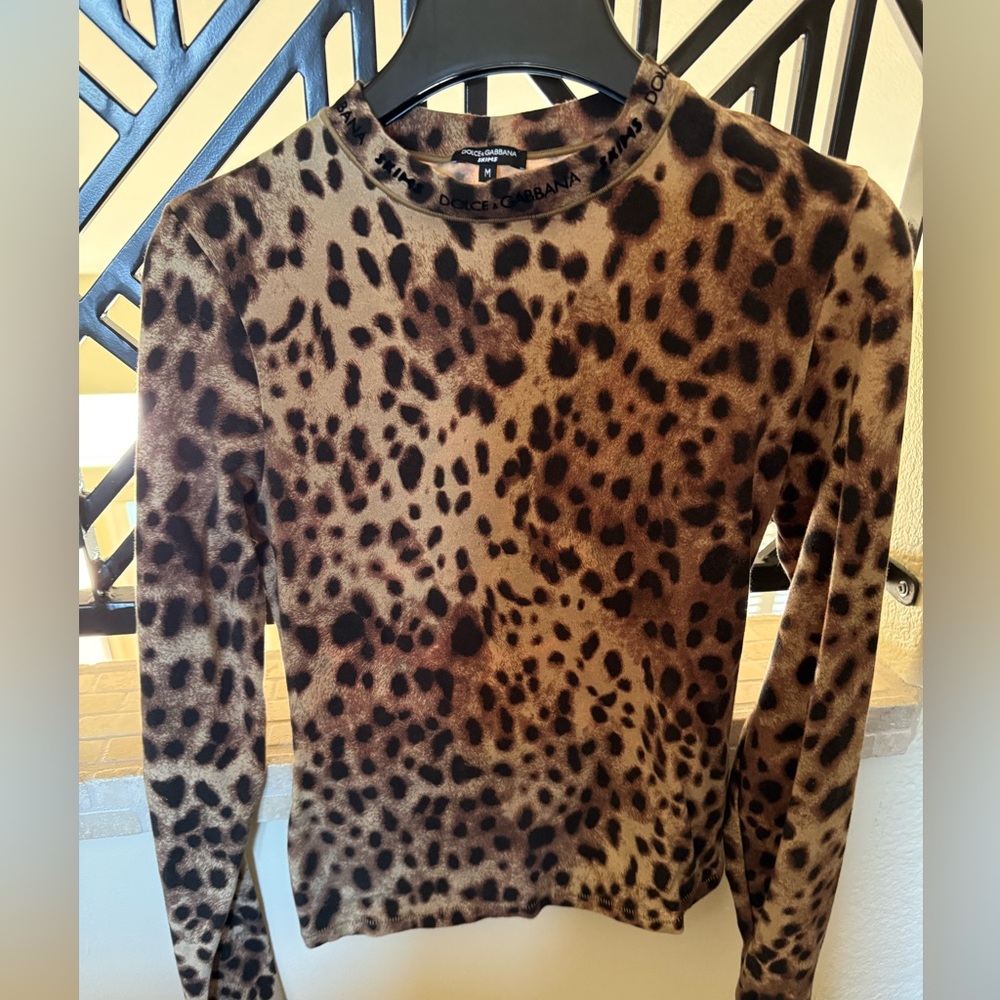 Dolce & Gabbana Skims collaboration Animal Print Long Sleeve Top